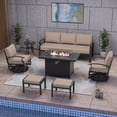 thumbnail image 6 of ALAULM Outdoor Dining Set, 7-Piece Aluminum Patio Furniture with 2 Rocking Chairs and 1 Coffee Table, Sand, 6 of 6