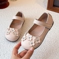 thumbnail image 5 of GobdXE Little Girls Mary Jane Dress Shoes White Floral Rhinestone Flat Princess Wedding Party School Uniform Shoes Color:Pink,Size:12, 5 of 8