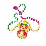 US Toy OD310X23 Flashing Mardi Gras Beads with Jester Pendant - 23 Per Pack