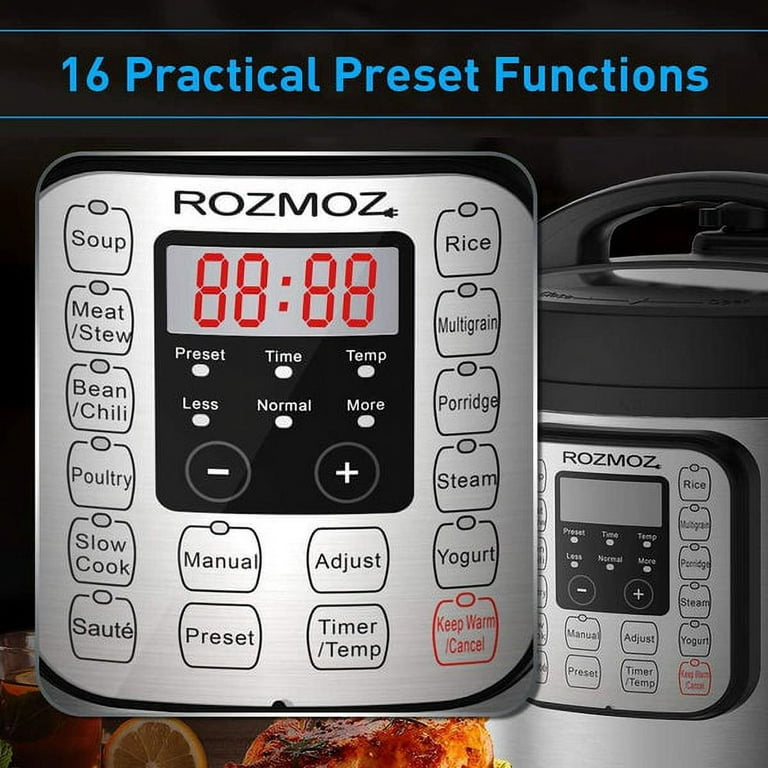 11-in-1 6Qt Electric Pressure Cooker Stainless Steel One-Touch Electric  Pressure Pot with Digital LED Screen RP30 