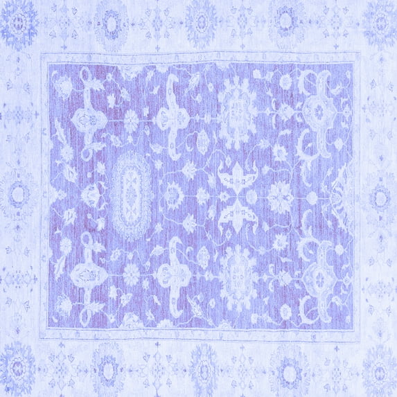 Ahgly Company Machine Washable Indoor Square Abstract Blue Modern Area Rugs, 5' Square