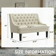 thumbnail image 3 of Modern Upholstered Settee  with Back and Wood Legs, Button Tufted Banquette Loveseat Sofa for Dining Room Living Room Entryway, 3 of 12
