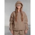 thumbnail image 4 of Women Hoodies with Eye Mask Oversized Long Sleeve Comfy Casual Basic Pullover Sweatshirts Fall Outfits Y2K Clothes Camel Color S, 4 of 8