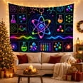 thumbnail image 3 of Neon Atom in a Grid of Laboratory Icons, Dramatic Digital Art for Science Lovers, Chemistry Wall Art, Graduation Gift, Tapestry Wall Hanging for Bedroom and Dorm, 3 of 7