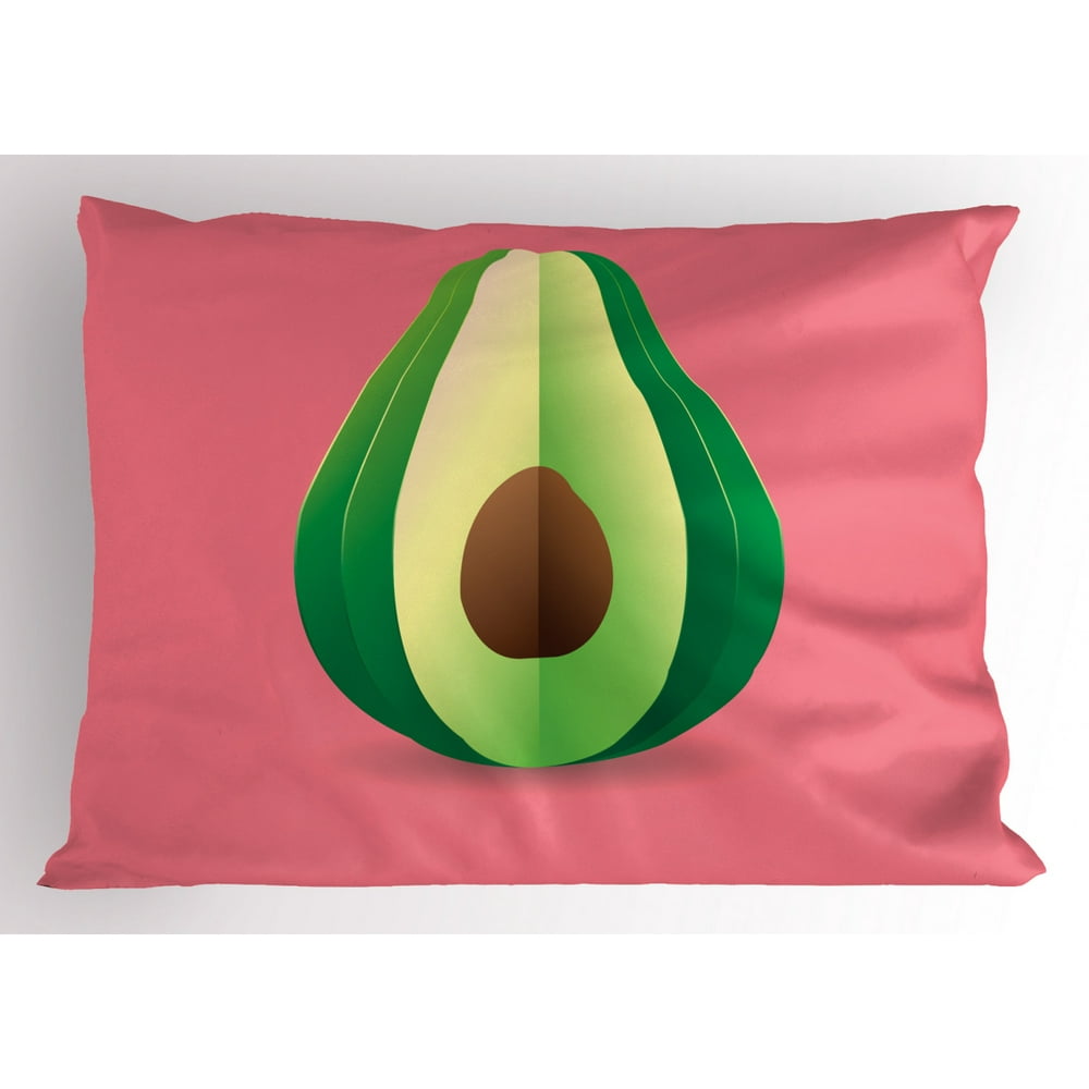Avocado Pillow Sham Cut Out Slice of Fresh and Healthy Avocado with