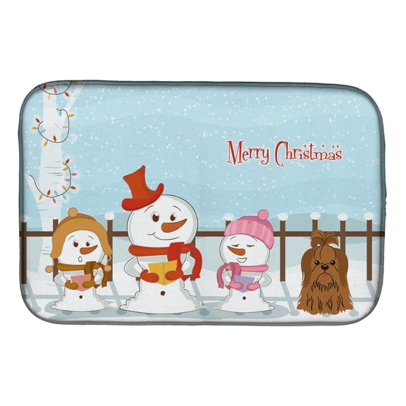Merry Christmas Carolers Shih Tzu Chocolate Dish Drying Mat