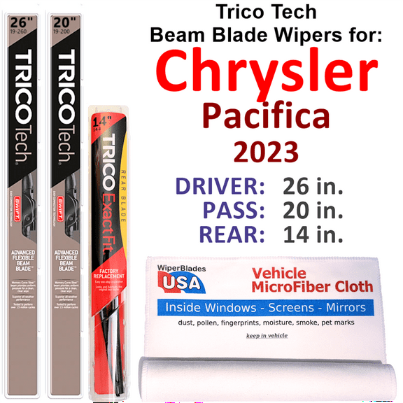 2023 Chrysler Pacifica Beam Blade Wipers (Set of 3) w/Rear Wiper