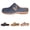 Navy, variant on Women's New Retro Thick Heeled Sandals with Hollowed Out Flowers And A Closed Backless Slipper, Solid Color Bag toe Flat Bottom Casual Half Slipper