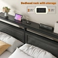 thumbnail image 4 of EnHomee Queen Size Bed Frame with 3 Fabric Drawers  Queen Bed Frame with Storage Headboard Metal Platform Bed Frame Queen with LED Lights & Charge Station,Gray Oak, No Box Spring Needed, 4 of 9
