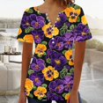 thumbnail image 1 of Fiudx Tops para Mujer Top Corto con Botones y Cuello En V Estampado para Mujer, 1 of 4