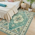 thumbnail image 2 of Lahome Decor 4'x6'Oriental Floral Medallion Area Rug for Living Room,Non Slip Machine Washable Vintage Indoor Rug,Vintage Printed Rug,Low Pile Lightweight Vintage Rug for Bedroom Dining Room Office, 2 of 9