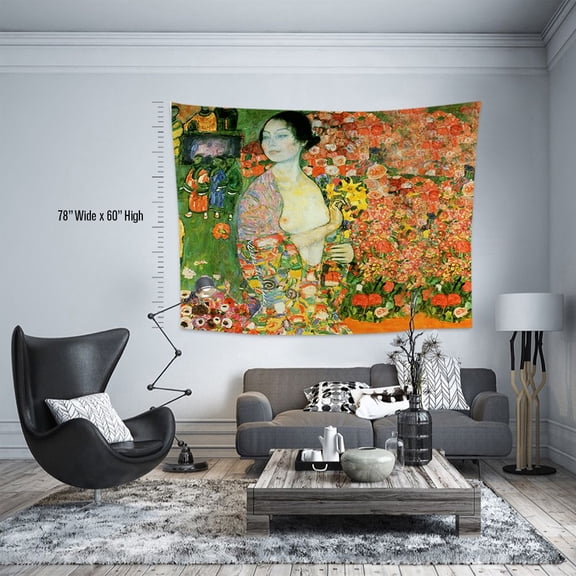 3S Brother's World Classic Art Masterpiece Tapestry Series - Gustav Klimt - The Dancer Classical Art Tapestry Antique Vintage Collection Home Décor - Made in Turkey (55"Wx51"L)