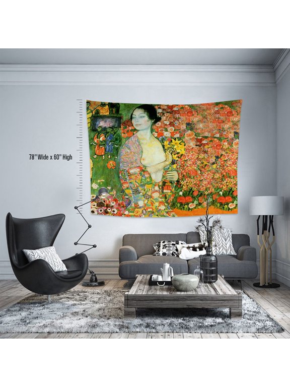 3S Brother's World Classic Art Masterpiece Tapestry Series - Gustav Klimt - The Dancer Classical Art Tapestry Antique Vintage Collection Home Décor - Made in Turkey (36"Wx26"L)