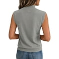 thumbnail image 4 of Women's Tank Tops Loose Fit Crew Neck Sleeveless Tank Top Business Casual Work Knit Shirts Summer Beach Outfits Gray L, 4 of 4