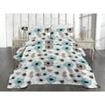 thumbnail image 2 of Ambesonne Botanical Quilted Coverlet 2 Pcs, Delicate Vintage Floral, Twin Size, Taupe Grey Turquoise, 2 of 4