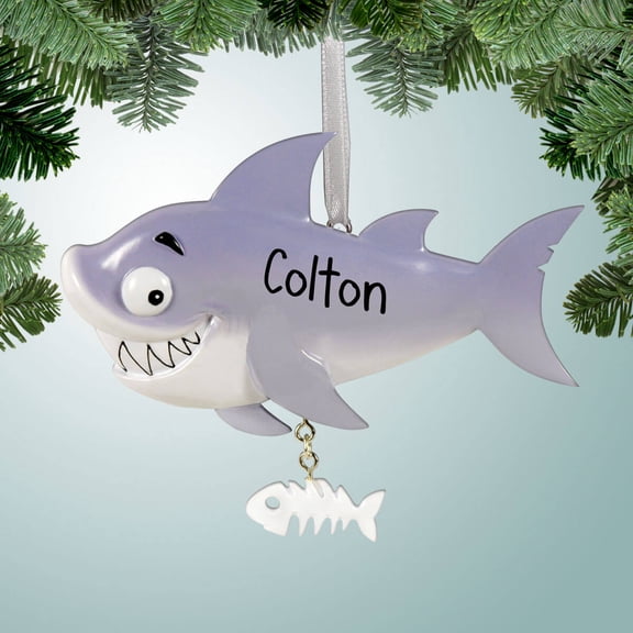 Personalized Shark with Fish Bones Christmas Ornament - Snorkeling - SCUBA Diving - Swimming with Sharks - Great Gift Ideas