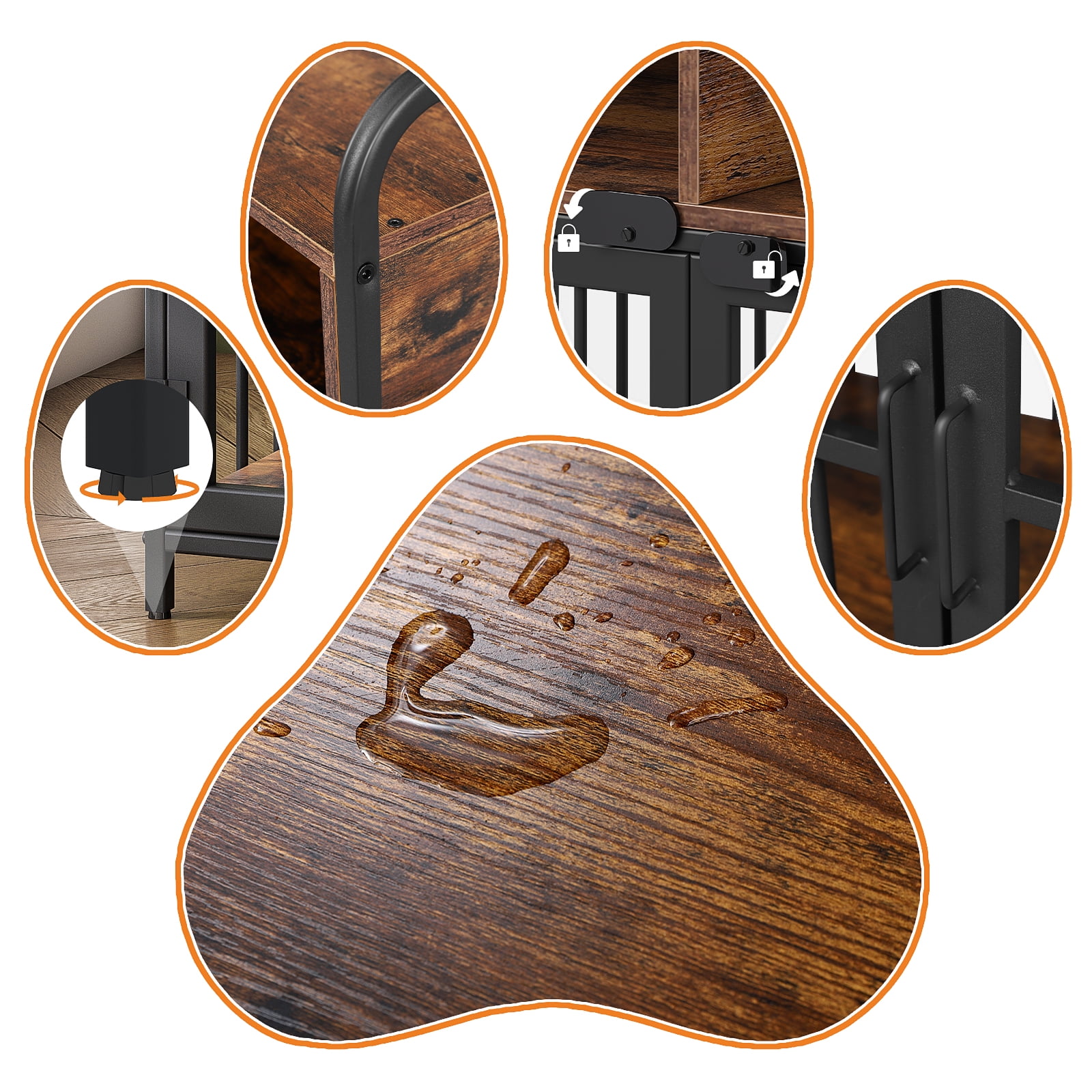 Large Furniture Dog Crate, Dog Kennel Indoor, Wood Dog Cage Table with Drawers Storage