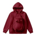 thumbnail image 4 of zaveiop Women Fleece Zip up Hoodie 2 in 1 Baby Wearing Jacket Maternity Winter Coat Thicken Kangaroo Sweatshirt Baby Wearing Outerwear (Wine, XL), 4 of 7