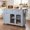 Blue Gray + Natural, variant on Christopher Knight Home 54.2" Mobile Kitchen Island with Glass Door, Trash Bin Cabinet, Blue Gray + Natural