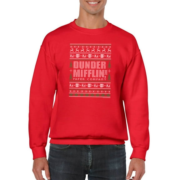 Dunder Mifflin Christmas Pattern Sweatshirt Men The Office, Male Large