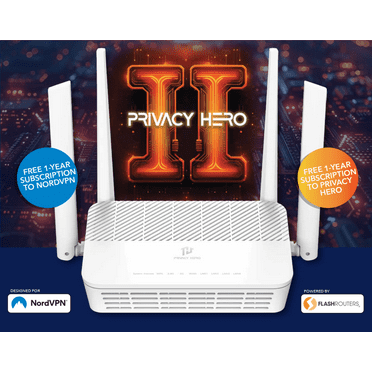 Privacy Hero 2 Wireless Home Internet VPN Router - Free 1 Year NordVPN, Ad Blocking, Parental Controls