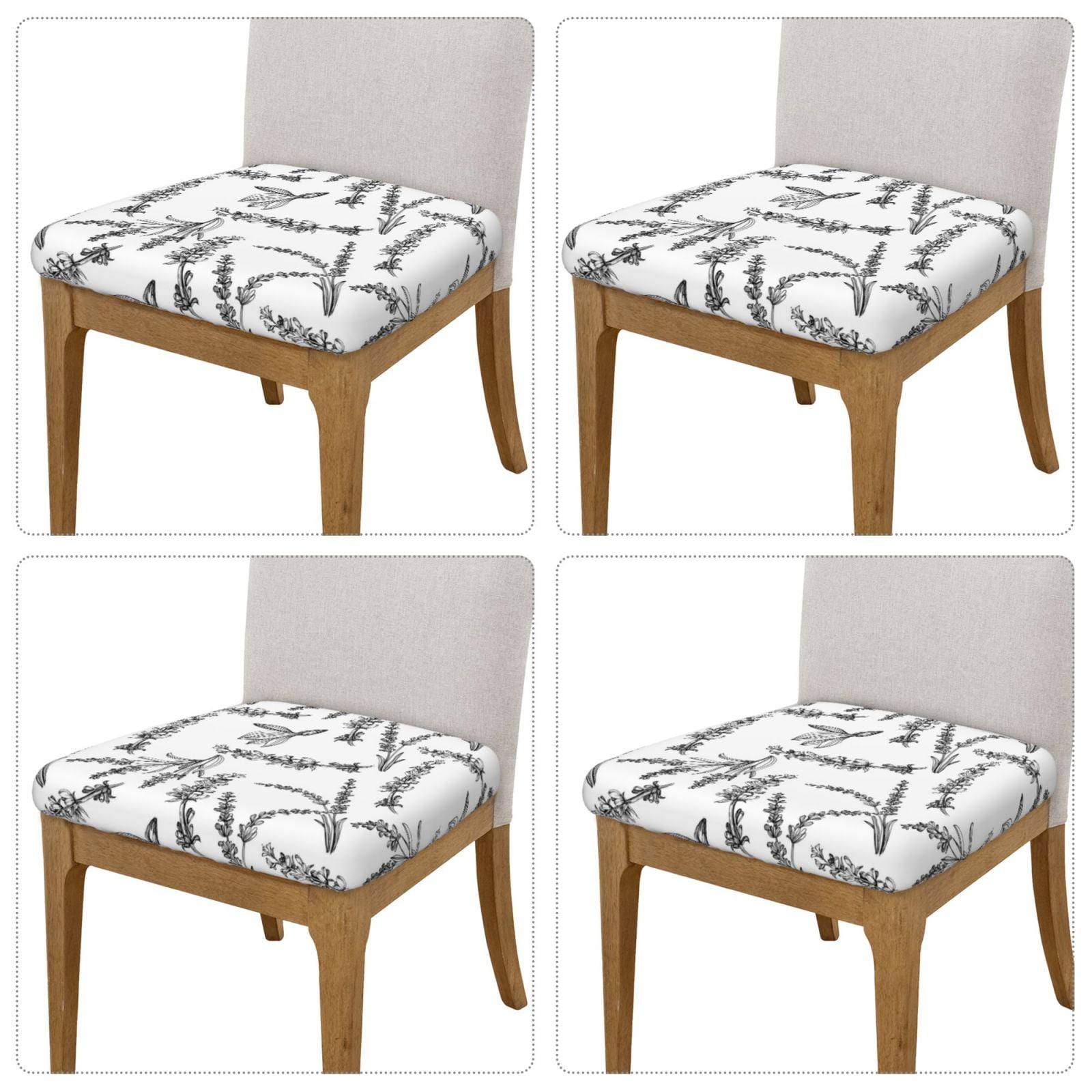 Vsdgher Lavender Flowers Couch Cushion Covers, Non-Slip Sofa Seat Cushion Slipcovers, Soft Couch Covers（Don't include seat cushion）Four Pieces