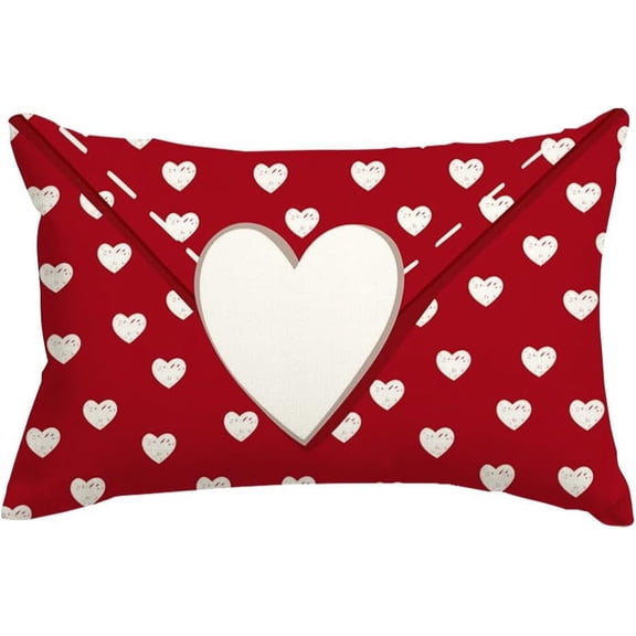 Red Valentines Pillow Covers 12x20 Love Heart Decorative Valentine Pillow Case Decoration Holiday Party Gifts Decoration for Home Sofa Couch(40)(12x20)