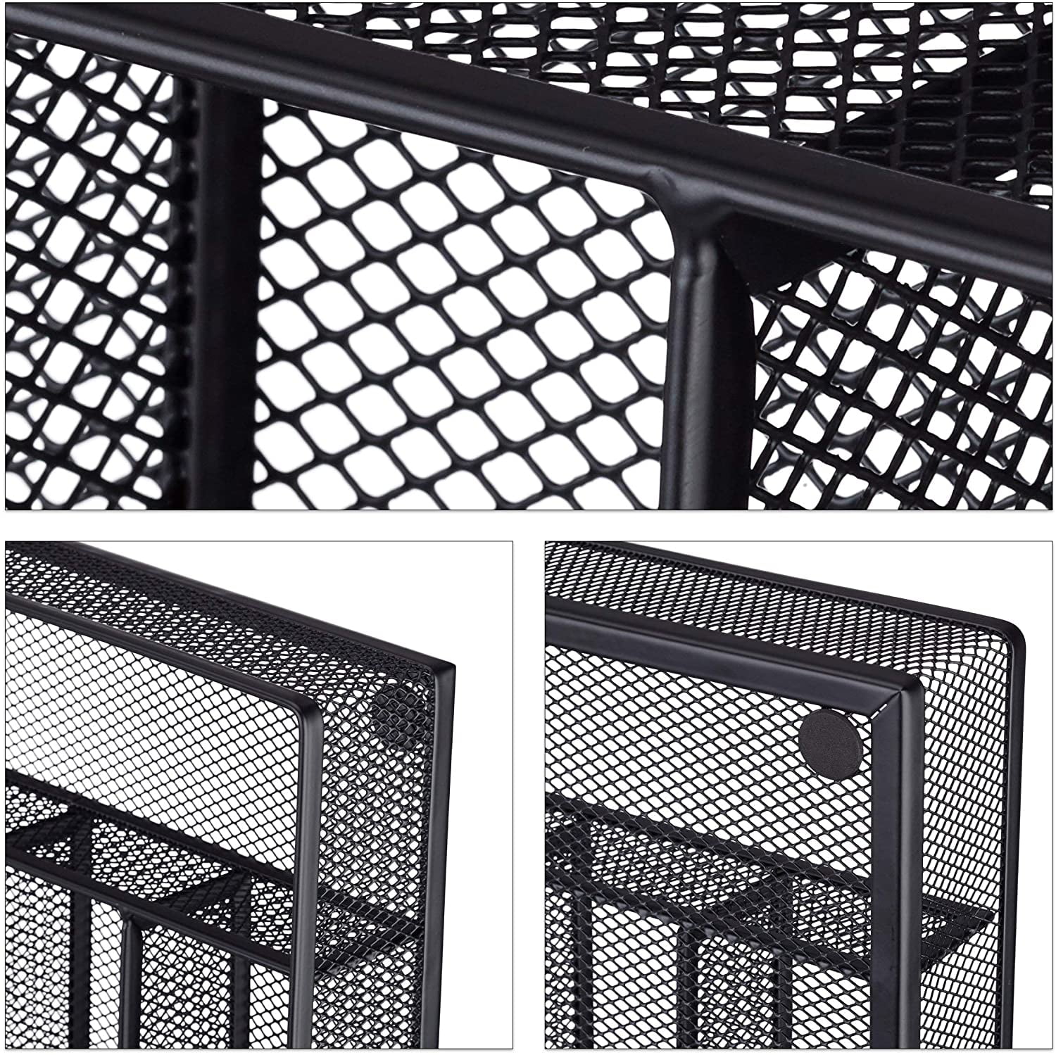 TuseyRxln Drawer Organizer, Cutlery Tray Silverware Flatware Storage Divider for Kitchen, Mesh Wire with Non slip Foam Feet, 5 Component