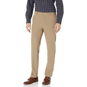 Van Heusen Men's Flex Straight Fit Flat Front Pant, Khaki, 34W x 32L