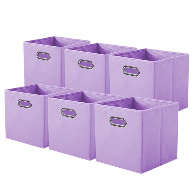 PinkSheep Cubos de Almacenamiento Plegables de Tela, Cubos de Almacenamiento de 11", Organizador de Cestas para Armario, Morado Claro, Paquete de 6