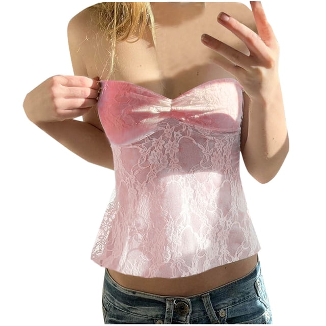 Birdeem Mode Femmes Décontracté Sans Manches Bandage en Dentelle Aguichant Tube Tops Blouse
