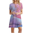 thumbnail image 2 of pstuiky Robes pour Femmes Grande Taille, Robe d'Été pour Femmes Imprimée Fête de l'Indépendance Décontractée à Blocs de Couleur à Manches Courtes à Col Rond Robes Maxi Liquidation, 2 of 6