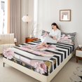 thumbnail image 4 of Manfei Elegance Dress Bed Sheets for Girls, Modern Pink Fashion King Sheets, Romantic Eiffel Tower Sheet Set, Ultra Soft Home Decor, 4pcs, 4 of 7