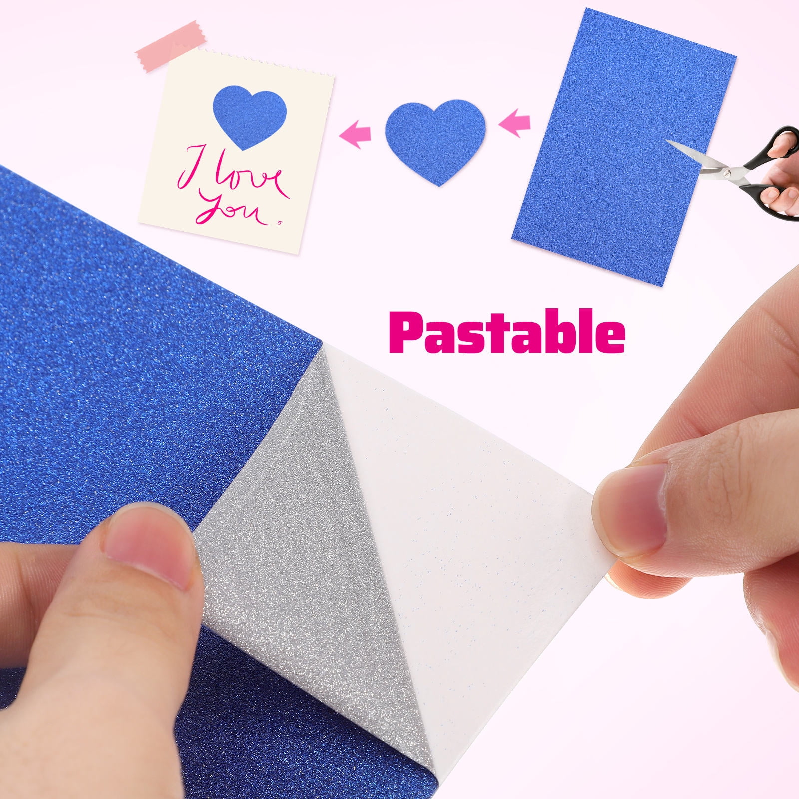 SHOWERORO Glitter Craft Paper 60 Sheets Rectangular Fading Resistant for Cutting and Crafting 11.8x7.9 inches