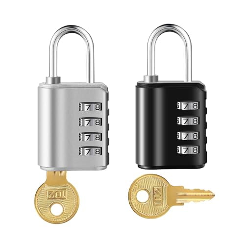 2-piece combination padlock,4-digit password lock with key,2 types of unlocking mode,resettable waterproof door lock,can be used for suitcase,toolbox,fence,garage,school,gymnasium locker locks