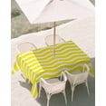 thumbnail image 2 of Outdoor Tablecloth with Umbrella Hole, Yellow Moire Spillproof Waterproof Outdoor Table Cover, Water Ripple Stripe Farmhouse Patio Tablecloths for Party Picnic Camping, Rectangle 60"x120", 2 of 9