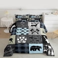 thumbnail image 2 of Erosebridal Retro Cabin Decor Comforter Set Full, Deer Bear Elk Quilt Vintage Rustic Farmhouse Bedding Set Western Cowboy Wildlife Patchwork Duvet Insert 3 Pieces With 2 Pillow Cases, Grey Black, 2 of 7