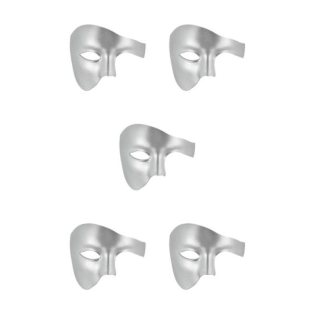 Wisewang Wide Application Half Face Mask For Various Occasions Half Face Masquerade Masks Made With Plastic silver 5Set