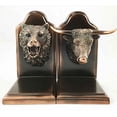 thumbnail image 2 of Wallstreet Stock Market Bull and Bear Head Bookends Bronze Electroplated Figurine Investors Gifts Money Managers, 2 of 4