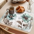 thumbnail image 3 of Blue Broccoli Placemats Set of 6, Vintage Victorian Style Flowers Non-Slip Place Mats Washable Table Mats for Kitchen Dining Table Decorations Indoor/Outdoor, 3 of 9