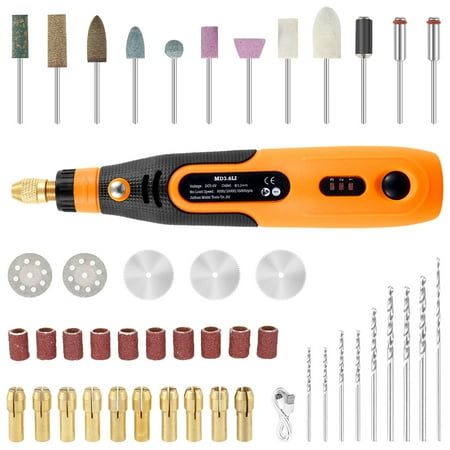 

46pcs Cordless Rotary Tool Kit 3.6V Power Electric Rotary Tool 5000-15000 RPM 3-Speed Rotary Accessory Kit USB Charging Power Tool for Sanding Polishing Carving Cutting DIY Crafts