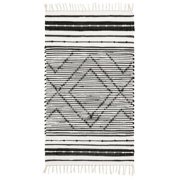 SAFAVIEH Striped Kilim Isaija Striped Cotton Area Rug, Black/Ivory, 3' x 5'
