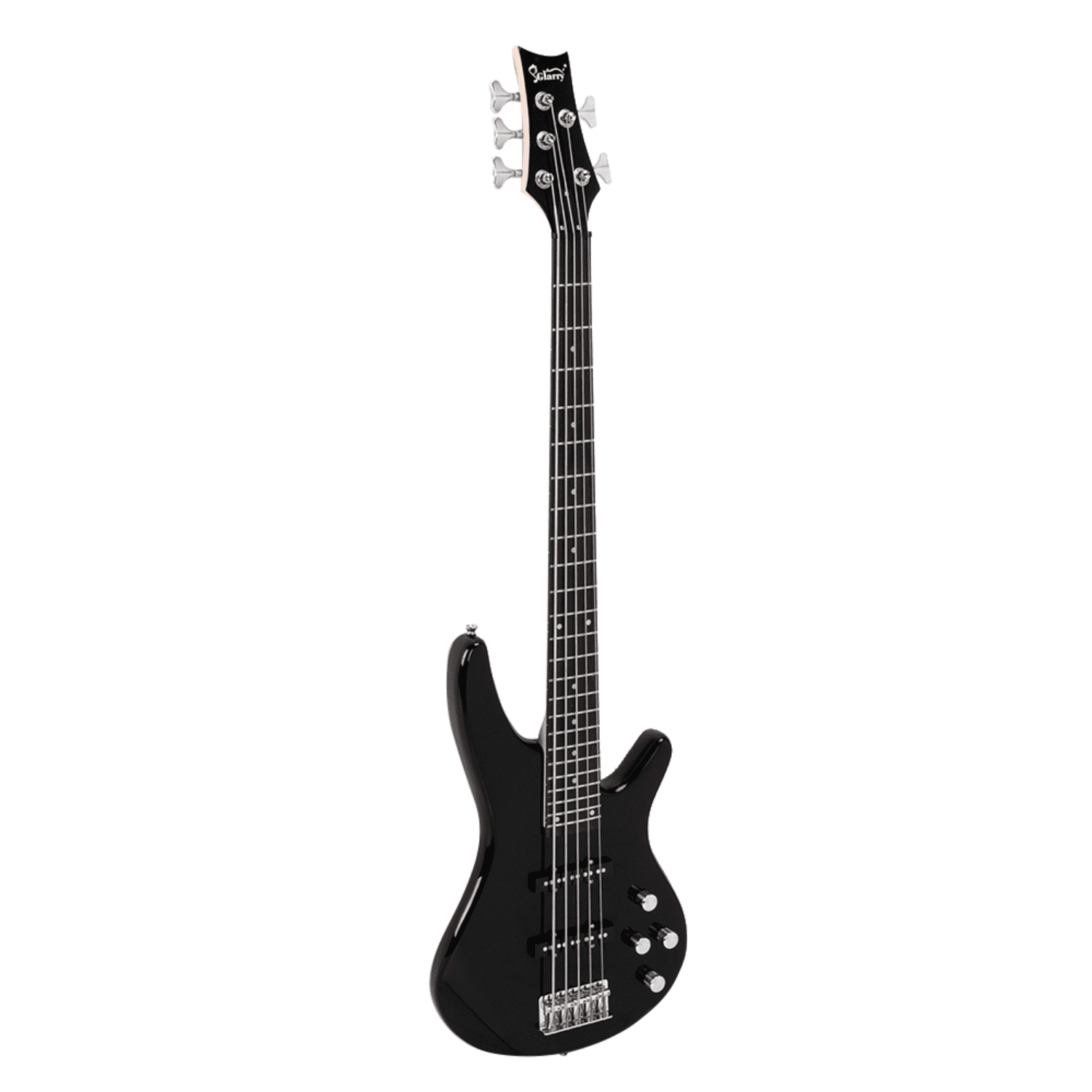Hassch 5 String Electric Bass Guitar, Full Size Bass Kit with Bag, Strap, Pick, Connector and Wrench Tool, Black