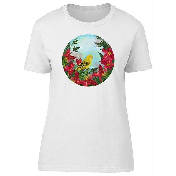 Cute Floral Yellow Bird Tee Women's -Image by Shutterstock