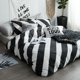thumbnail image 2 of 100% Algodón Negro Blanco Rayas Diagonales Funda Nórdica Queen Juego de Cama, 2 of 8