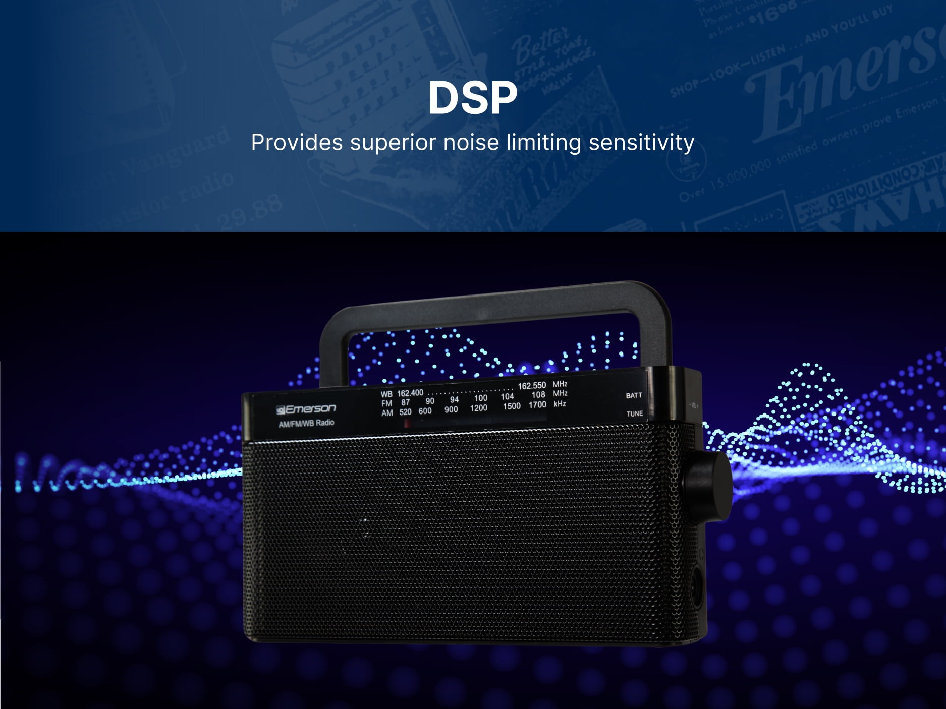 Emerson ER-7004 AM/FM/WB Radio, Lightweight Portable Weather Radio with Telescoping Antenna