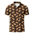 thumbnail image 2 of Mens Polo Shirt Casual Short Sleeve Hot Dog Printed Button Down Collared Tops Comfortable Breathable Slim Mens T-Shirts Coffee S, 2 of 4