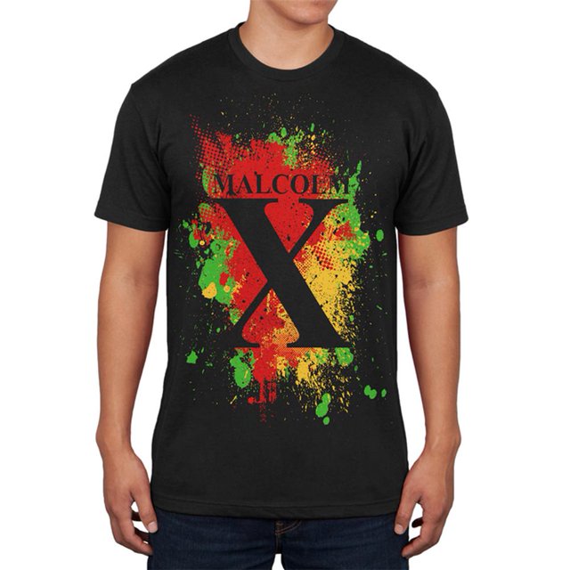 Malcolm X T-shirt Doux pour Hommes Abstract Splatter