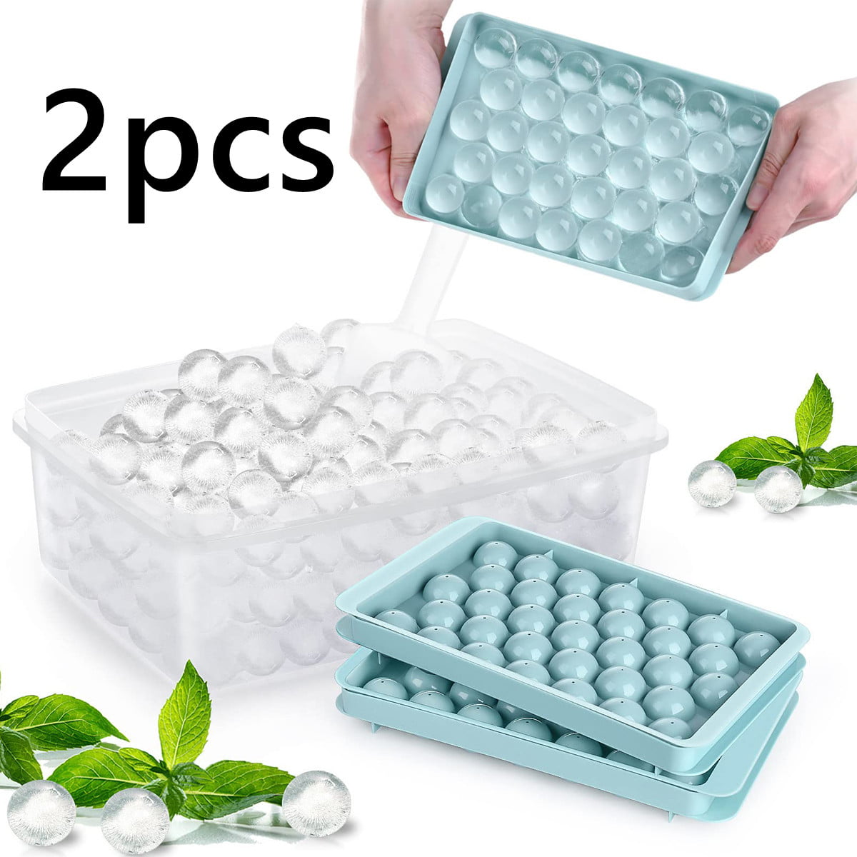 4.5CM 6 Round Balls Spheres Cool Ice Cube Tray Ice-making Box Molds With Cover 