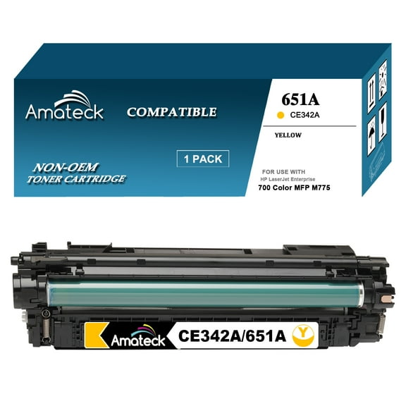 Amateck Compatible Toner Cartridge Replacement for CE342A (HP 651A) Yellow 1 Pack for LaserJet Enterprise 700 Color MFP M775 dn, 700 Color MFP M775 f, 700 Color MFP M775 z, 700 Color MFP M775 z Plus